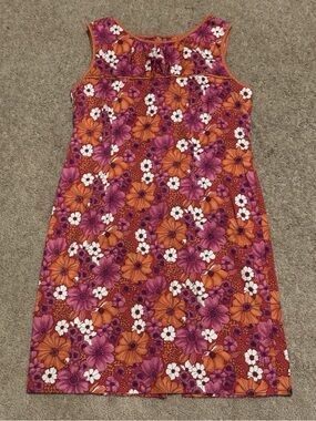 1960’s style Floral A Line Cotton Dress Lined Size 16 Sag Harbor